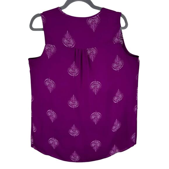 Alfani Purple White Patterned Faux Wrap Split Neck Sleeveless Blouse Size M - Picture 2 of 6
